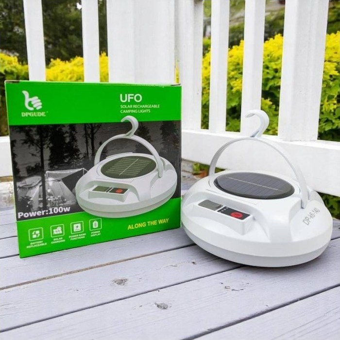 چراغ آویز چادر UFO دی پی گاد DP-K6-140: شارژی، خورشیدی، ۱۰۰ وات پرنور